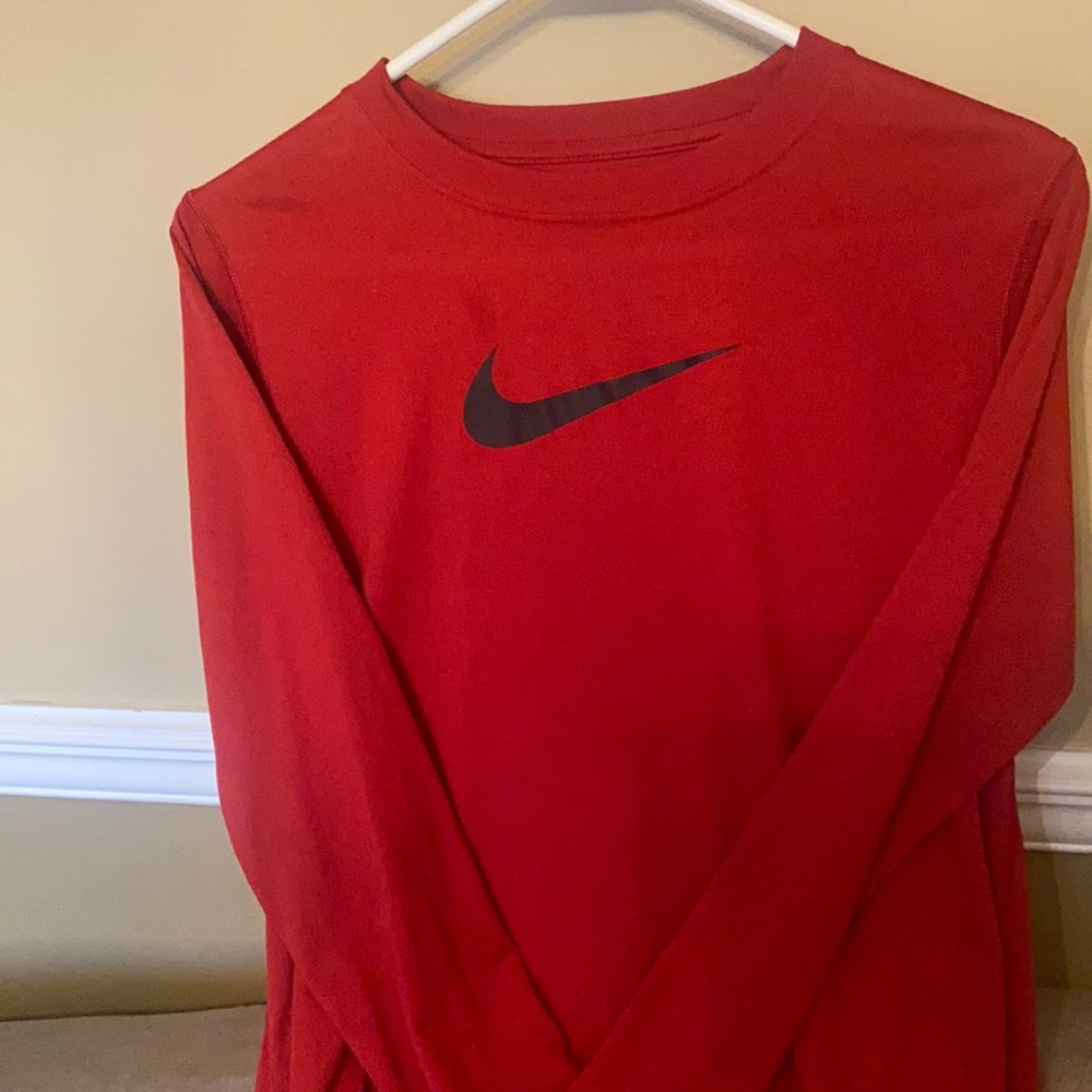 Red Nike Dri-Fit long sleeve t shirt